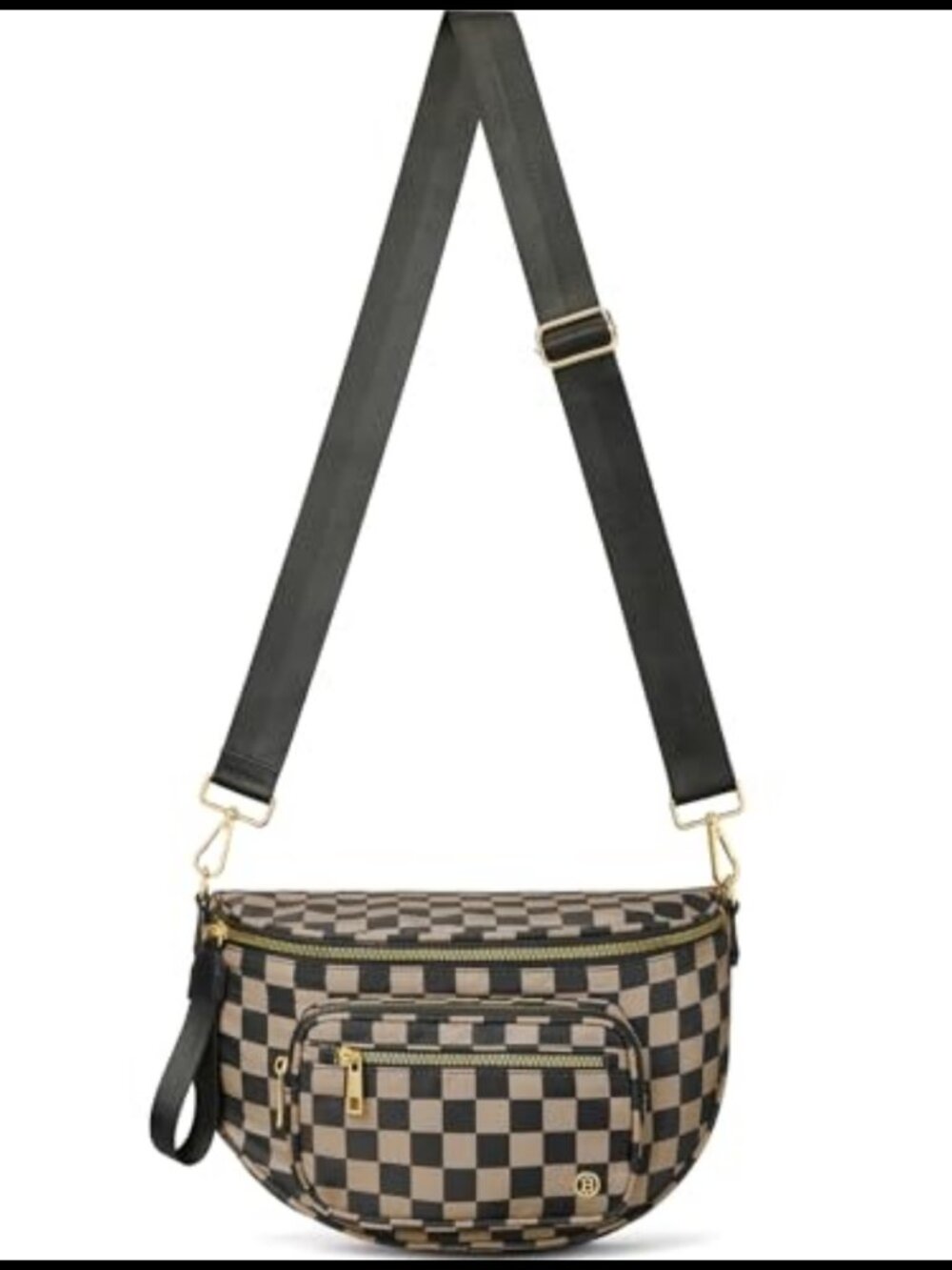 Vegan Leather Crossbody Bag RFID Checkered Sling